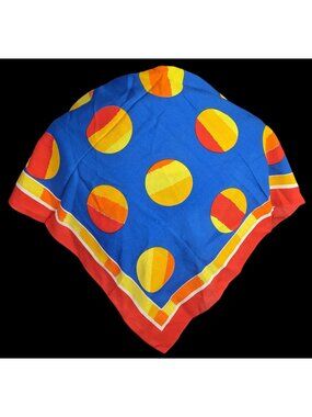 Vintage Soviet Headscarf Vesna 27"x27" Red & Blue Polka Dot Design By Ministry O